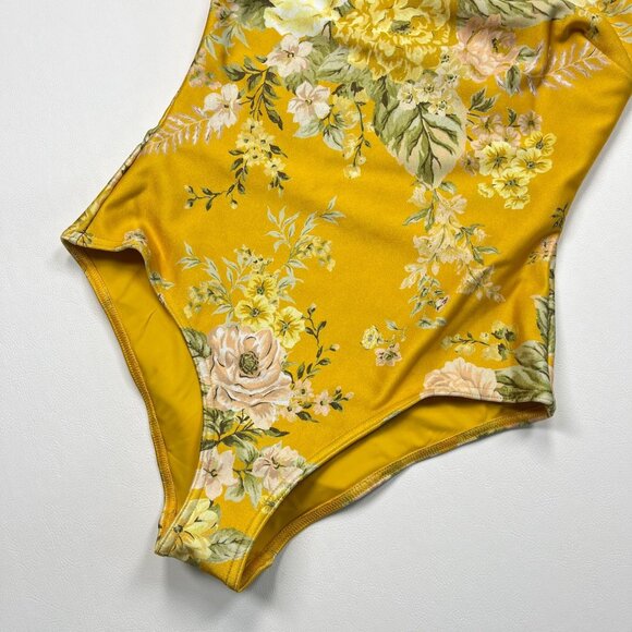 NWOT Zimmermann Amelie Bow Swimsuit One Shoulder Amber Floral Size 2 - Picture 4 of 13